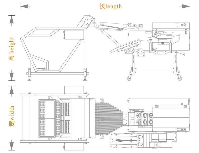 上蛋+雙排敲蛋機組合生產(chǎn)線（長寬高）尺寸圖