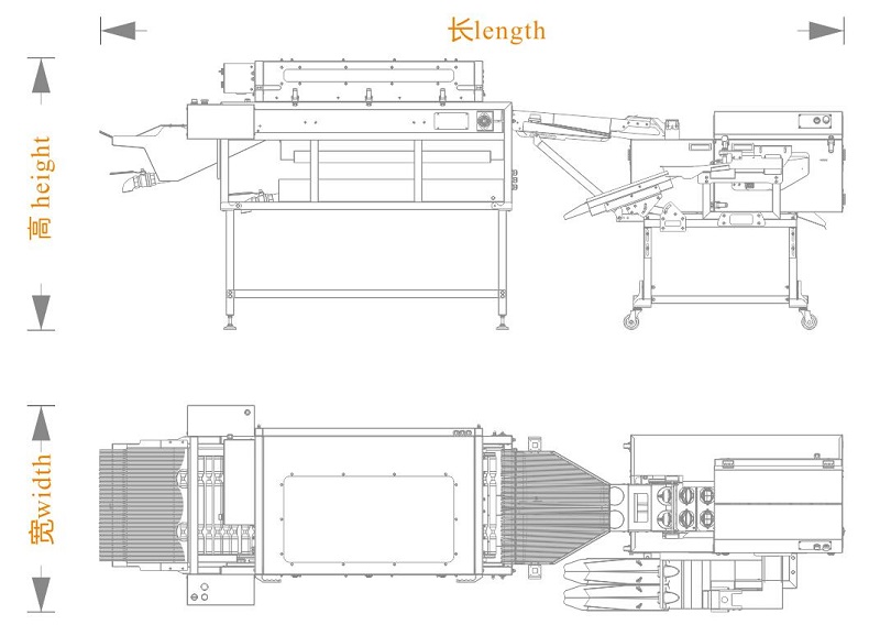 洗蛋+雙排敲蛋機組合生產(chǎn)線(長寬高)尺寸圖